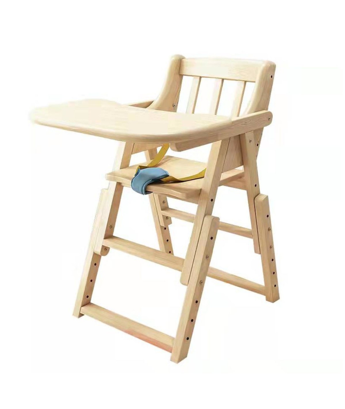 Chaise haute en bois pliable pour bébé teinte naturel Taille 40x50x80