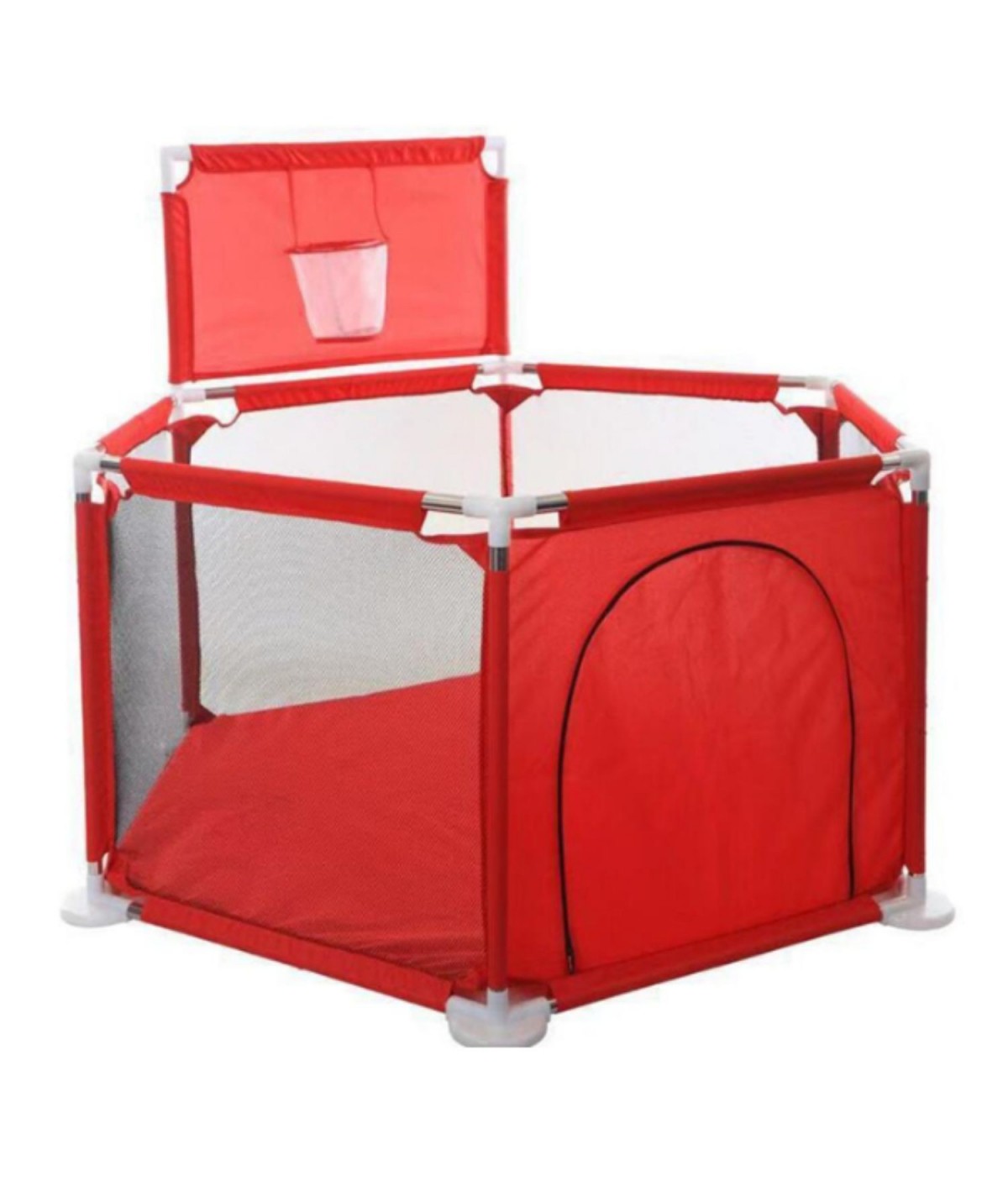 Mini parc de jeux diamètre 150 cm pour bébé avec panier de basket Taille  150x66 - Couleur rouge